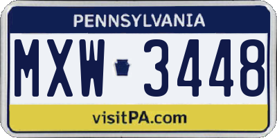 PA license plate MXW3448