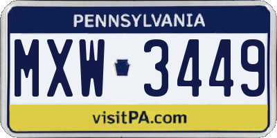 PA license plate MXW3449