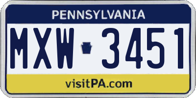 PA license plate MXW3451