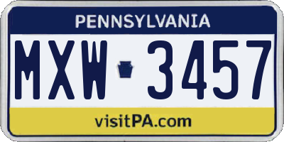 PA license plate MXW3457