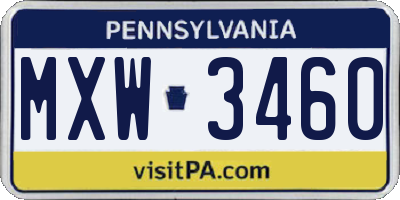 PA license plate MXW3460
