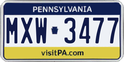 PA license plate MXW3477