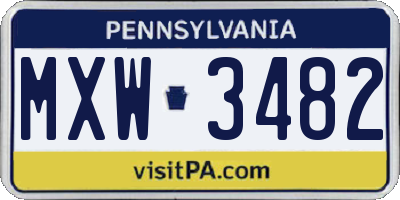 PA license plate MXW3482