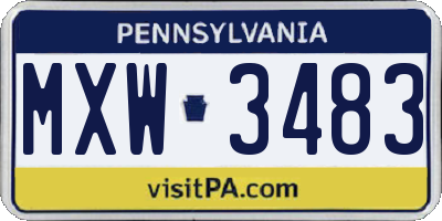 PA license plate MXW3483