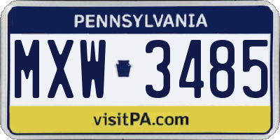 PA license plate MXW3485