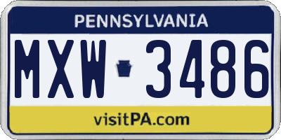 PA license plate MXW3486