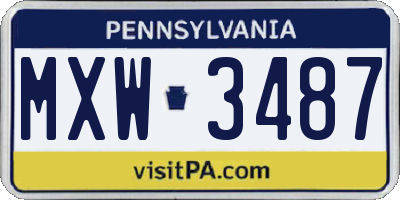 PA license plate MXW3487