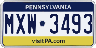 PA license plate MXW3493
