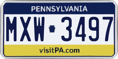 PA license plate MXW3497