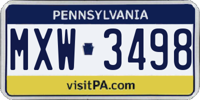 PA license plate MXW3498