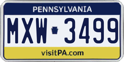 PA license plate MXW3499