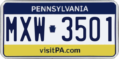 PA license plate MXW3501