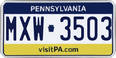 PA license plate MXW3503