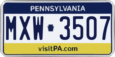 PA license plate MXW3507