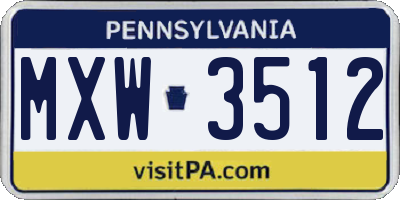 PA license plate MXW3512