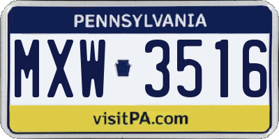 PA license plate MXW3516