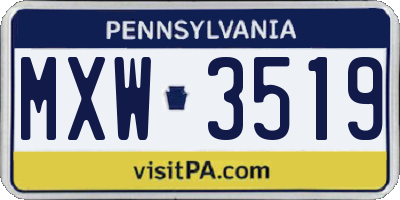 PA license plate MXW3519