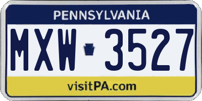 PA license plate MXW3527