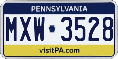 PA license plate MXW3528