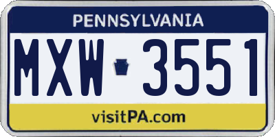 PA license plate MXW3551
