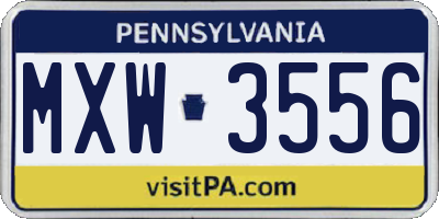 PA license plate MXW3556