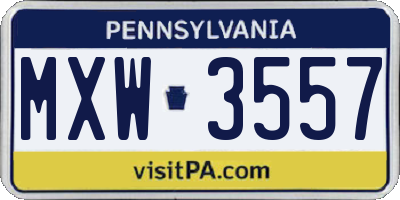 PA license plate MXW3557