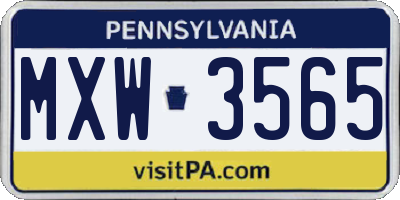 PA license plate MXW3565