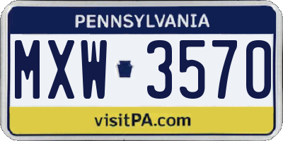 PA license plate MXW3570