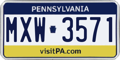 PA license plate MXW3571