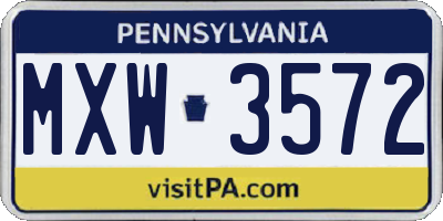 PA license plate MXW3572