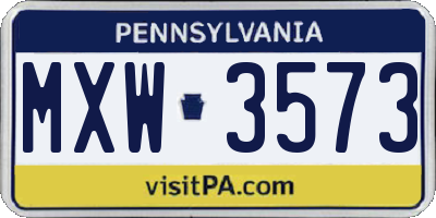PA license plate MXW3573