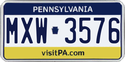 PA license plate MXW3576
