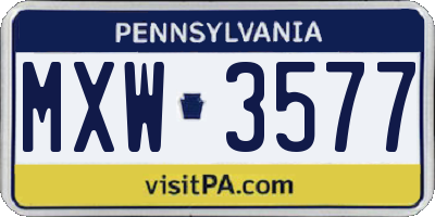 PA license plate MXW3577