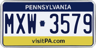 PA license plate MXW3579