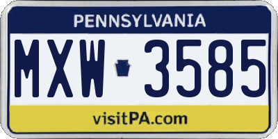 PA license plate MXW3585