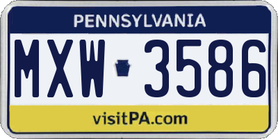 PA license plate MXW3586