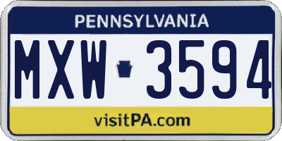PA license plate MXW3594