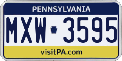 PA license plate MXW3595