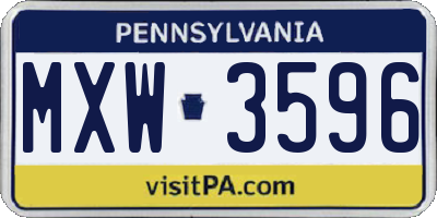 PA license plate MXW3596