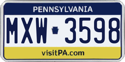 PA license plate MXW3598