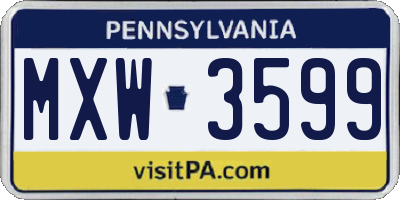 PA license plate MXW3599