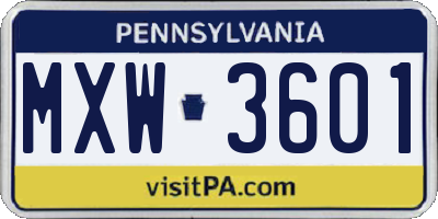 PA license plate MXW3601