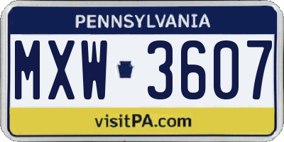 PA license plate MXW3607