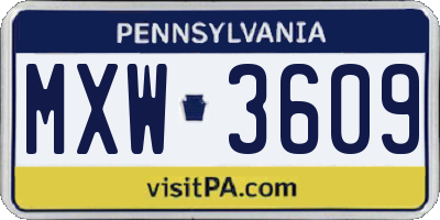 PA license plate MXW3609