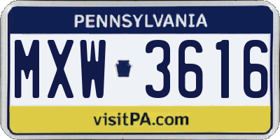 PA license plate MXW3616