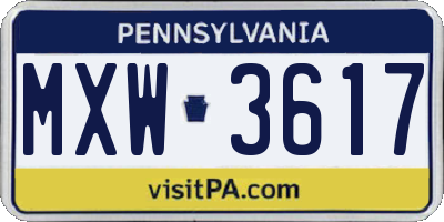 PA license plate MXW3617