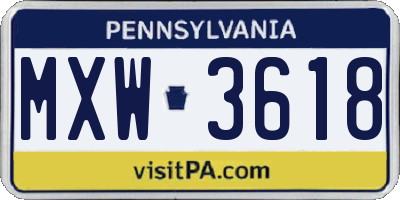 PA license plate MXW3618