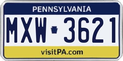 PA license plate MXW3621