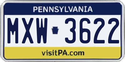 PA license plate MXW3622
