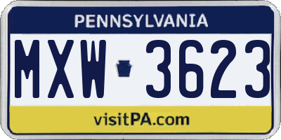 PA license plate MXW3623